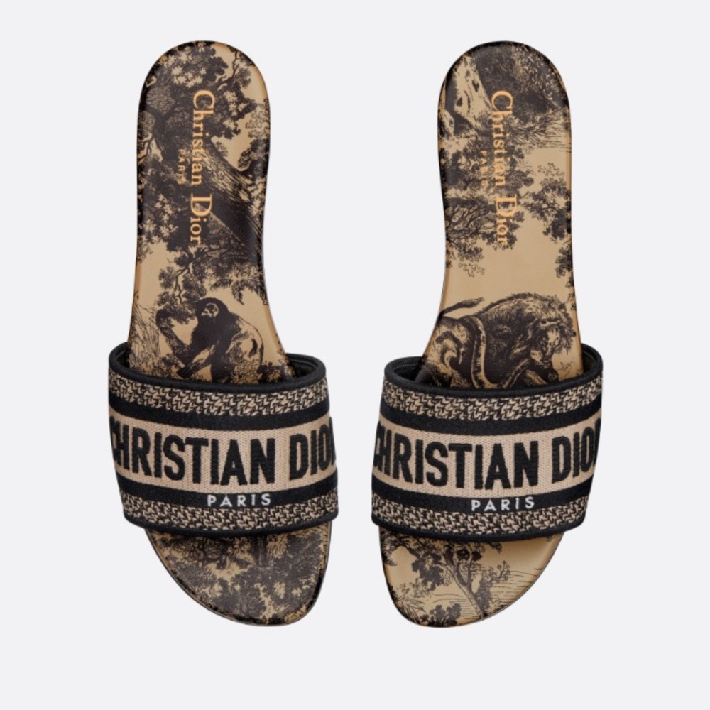 Christian Dior Dway Hazelnut Embroidered Cotton & Toile de Jouy Motif Size 36